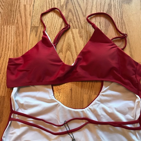 NWT Zaful Red Wine Swimsuit (XL) - Picture 3 of 15